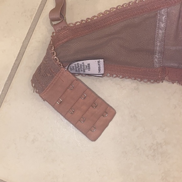 Victoria’s Secret DREAM ANGELS LINED DEMI BRA 34DD dusty pink LACE &Rhinestone - Picture 8 of 10